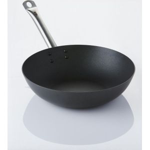 Point-Virgule wok uit carbonstaal met Excalibur antikleeflaag o 30cm