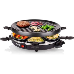 Princess Gourmetstel 162725 - Raclette Grill Party – 6 personen – Anti aanbaklaag - Rond model