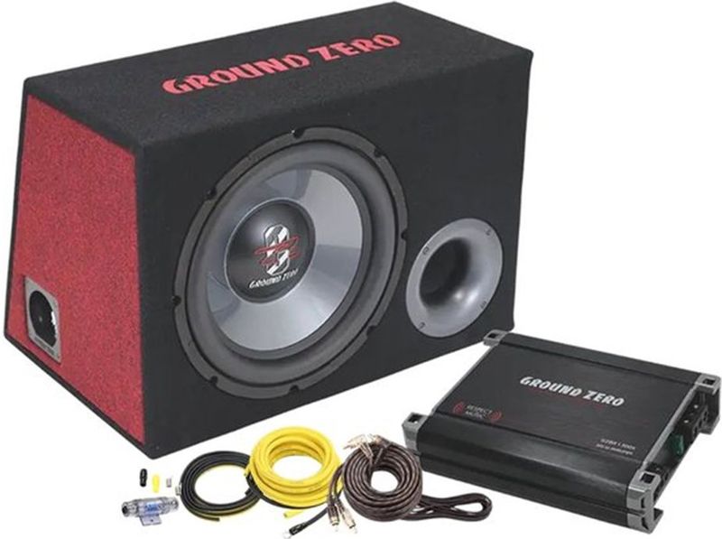 Ground Zero - GZ BASS KIT 12.300 - Autosubwoofer - Basreflex Subwooferbehuizing - Complete Set met Versterker & Kabelset
