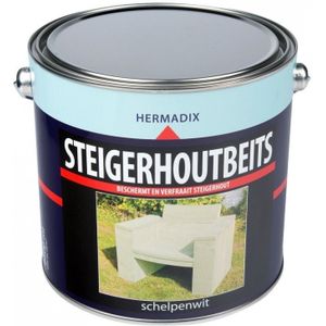 Hermadix steigerhoutbeits, transparant, schelpenwit, blik 2,5 liter
