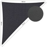 Shadow schaduwdoek, driehoek 90 graden, afmeting 5 x 5 x 7,1 m - duocolor carbon black/grey