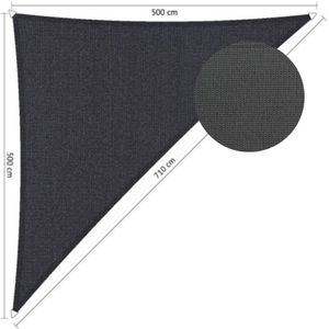 Shadow schaduwdoek, driehoek 90 graden, afmeting 5 x 5 x 7,1 m - duocolor carbon black/grey