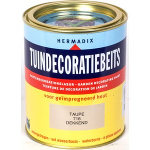 Hermadix tuindecoratiebeits, dekkend, nr. 716 taupe, blik 0,75 liter