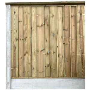 hout/betonschutting 12x12-systeem, plm. 225 cm hoog - per 1,9 m (plm.) - geïmpregneerd dichtscherm - wit 12x12 (glad)