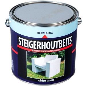 Hermadix steigerhoutbeits, transparant, white wash, blik 2,5 liter