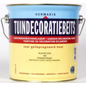 Hermadix tuindecoratiebeits, transparant, nr. 768 kleurloos, blik 2,5 liter