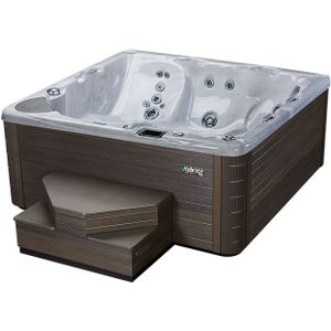 Beachcomber 730 Hot Tub, 224x203x97 cm terrazzo kuip, ebony ombouw, steel cover met Hybrid Plus pakket, Premium700 pakket en LED controls