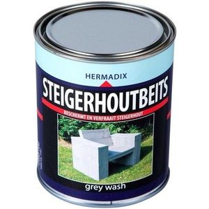 Hermadix steigerhoutbeits, transparant, grey wash, blik 0,75 liter