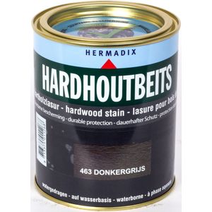 Hermadix hardhoutbeits, transparant, nr. 463 donkergrijs, blik 0,75 liter