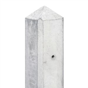 Beton eindpaal, 10 x 10 x 280 cm, met diamantkop, glad, wit/grijs