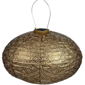 LUMIZ ovale lampion, Ikat, op zonne-energie, diam. 40 cm. - goud