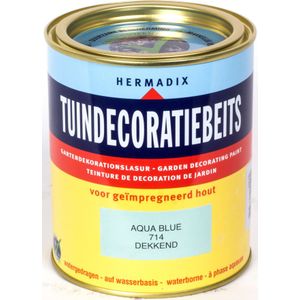 Hermadix tuindecoratiebeits, dekkend, nr. 714 aqua blue, blik 0,75 liter