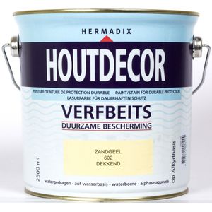 Hermadix houtdecor verfbeits, dekkend, nr. 602 zandgeel, blik 2,5 liter