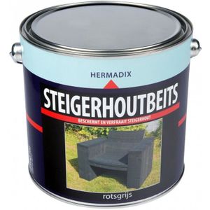 Hermadix steigerhoutbeits, transparant, rotsgrijs, blik 2,5 liter