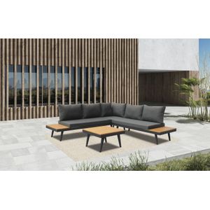 Loungeset Costa, aluminium hoekloungebank met zijtafels en loungetafel, showmodel
