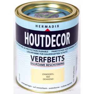 Hermadix houtdecor verfbeits, dekkend, nr. 602 zandgeel, blik 0,75 liter