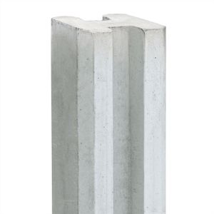 Beton tussenpaal met sleuf, 10 x 10 x 275 cm, glad, wit/grijs