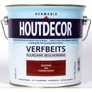 Hermadix houtdecor verfbeits, transparant, nr. 654 mahonie, blik 2,5 liter