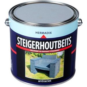 Hermadix steigerhoutbeits, transparant, antraciet, blik 2,5 liter