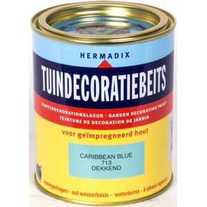 Hermadix tuindecoratiebeits, dekkend, nr. 713 caribbean blue, blik 0,75 liter