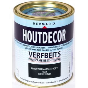 Hermadix houtdecor verfbeits, dekkend, nr. 632 Amsterdams groen, blik 0,75 liter
