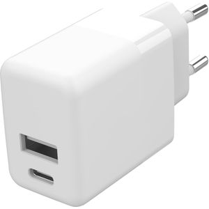 Accezz Wall Charger voor de Samsung Galaxy S20 FE - Oplader - USB-C en USB aansluiting - Power Delivery - 20 Watt - Wit