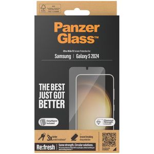 PanzerGlass Refresh Ultra-Wide Fit Anti-Bacterial Screenprotector incl. applicator voor de Samsung Galaxy S24