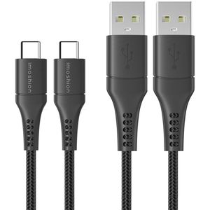 iMoshion 2 pack USB-C naar USB kabel voor de Samsung Galaxy S22 Ultra - Gevlochten textiel - 1,5 meter - Zwart