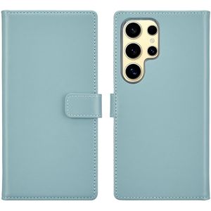 Selencia Echt Lederen Bookcase voor de Samsung Galaxy S25 Ultra - Air Blue