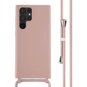 iMoshion Siliconen hoesje met koord voor de Samsung Galaxy S22 Ultra - Sand Pink