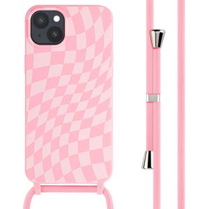 iMoshion Siliconen design hoesje met koord voor de iPhone 15 Plus - Retro Pink