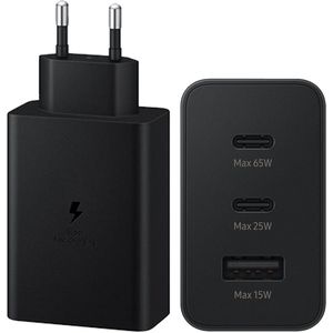 Originele Power Adapter Trio voor de Samsung Galaxy S8 - Oplader - 2x USB-C en 1x USB aansluiting - Fast Charge - 65W - Zwart