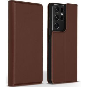 Accezz Premium Leather Slim Bookcase voor de Samsung Galaxy S21 Ultra - Bruin