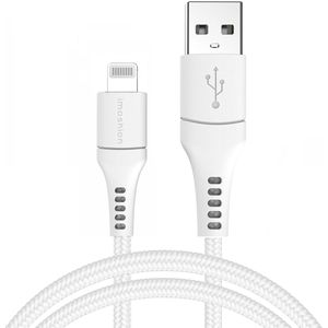 iMoshion Lightning naar USB kabel voor de iPhone 12 Mini - MFi certificering - Gevlochten textiel - 1,5 meter - Wit