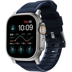 Nomad Rugged band FKM voor de Apple Watch Series 1 t/m 10 / SE / Ultra (2) (44/45/46/49 mm) - Zilver/Blauw