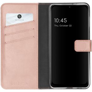 Selencia Echt Lederen Bookcase voor de Samsung Galaxy A22 (5G) - Roze