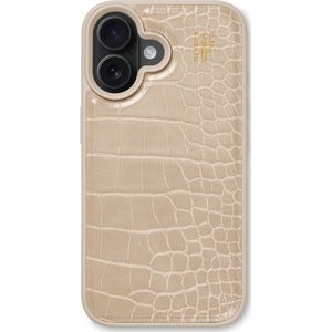 iDeal of Sweden Vegan Leather Backcover voor de iPhone 16 - Warm Beige Croco