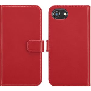 Selencia Echt Lederen Bookcase voor de Apple iPhone 16e - Rood