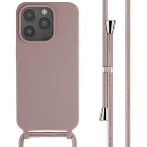 iMoshion Siliconen hoesje met koord voor de iPhone 15 Pro - Sand Pink