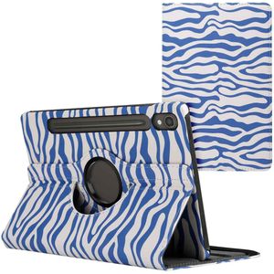 imoshion 360° Draaibare Design Bookcase voor de Samsung Galaxy Tab S9 11.0 inch - White Blue Stripes