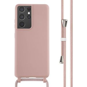 iMoshion Siliconen hoesje met koord voor de Samsung Galaxy S21 Ultra - Sand Pink