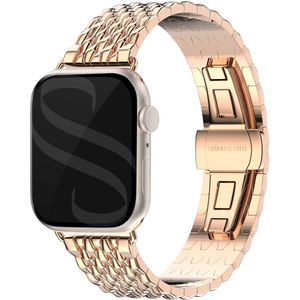 Selencia Stalen draak band voor de Apple Watch Series 1 t/m 10 / SE / Ultra (2) (44/45/46/49 mm) - Rose Goud