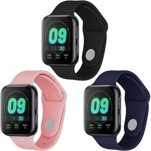 iMoshion Siliconen bandje Multipack voor de Oppo Watch 41 mm - Zwart / Blauw / Roze