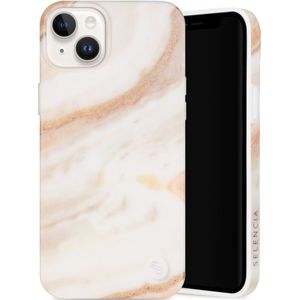 Selencia Aurora Fashion Backcover voor de iPhone 14 Plus - Duurzaam hoesje - 100% gerecycled - Wit Marmer