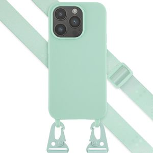 Selencia Siliconen hoesje met afneembaar koord voor de iPhone 14 Pro - Turquoise