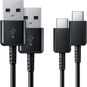 2 x USB-C naar USB kabel voor de Samsung Galaxy S23 Ultra - 1,5 meter - Zwart