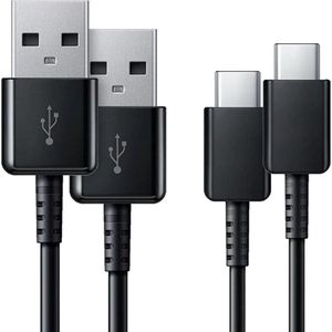 2 x USB-C naar USB kabel voor de Samsung Galaxy A20e - 1,5 meter - Zwart