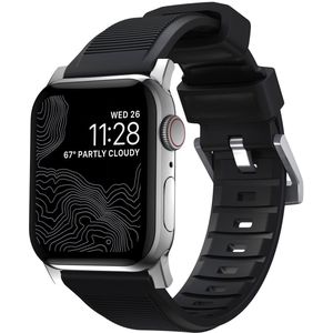 Nomad Rugged band FKM voor de Apple Watch Series 1 t/m 10 / SE / Ultra (2) (44/45/46/49 mm) - Zilver/Zwart