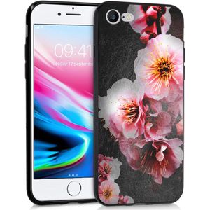 iMoshion Design hoesje voor de iPhone SE (2022 / 2020) / 8 / 7  - Bloem - Roze / Zwart