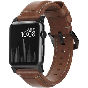 Nomad - Traditional Band - Leder - Bruin/Zwart - Voor Apple Watch Series 1 t/m 11 / SE / Ultra - 44/45/46/49 mm